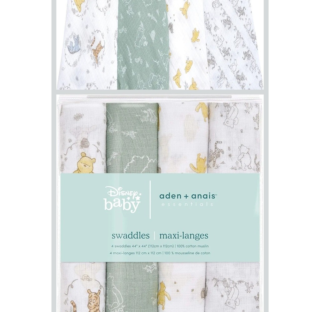 Disney Baby aden + anais Winnie the Pooh Cotton Muslin Swaddle Blankets 4 Pack